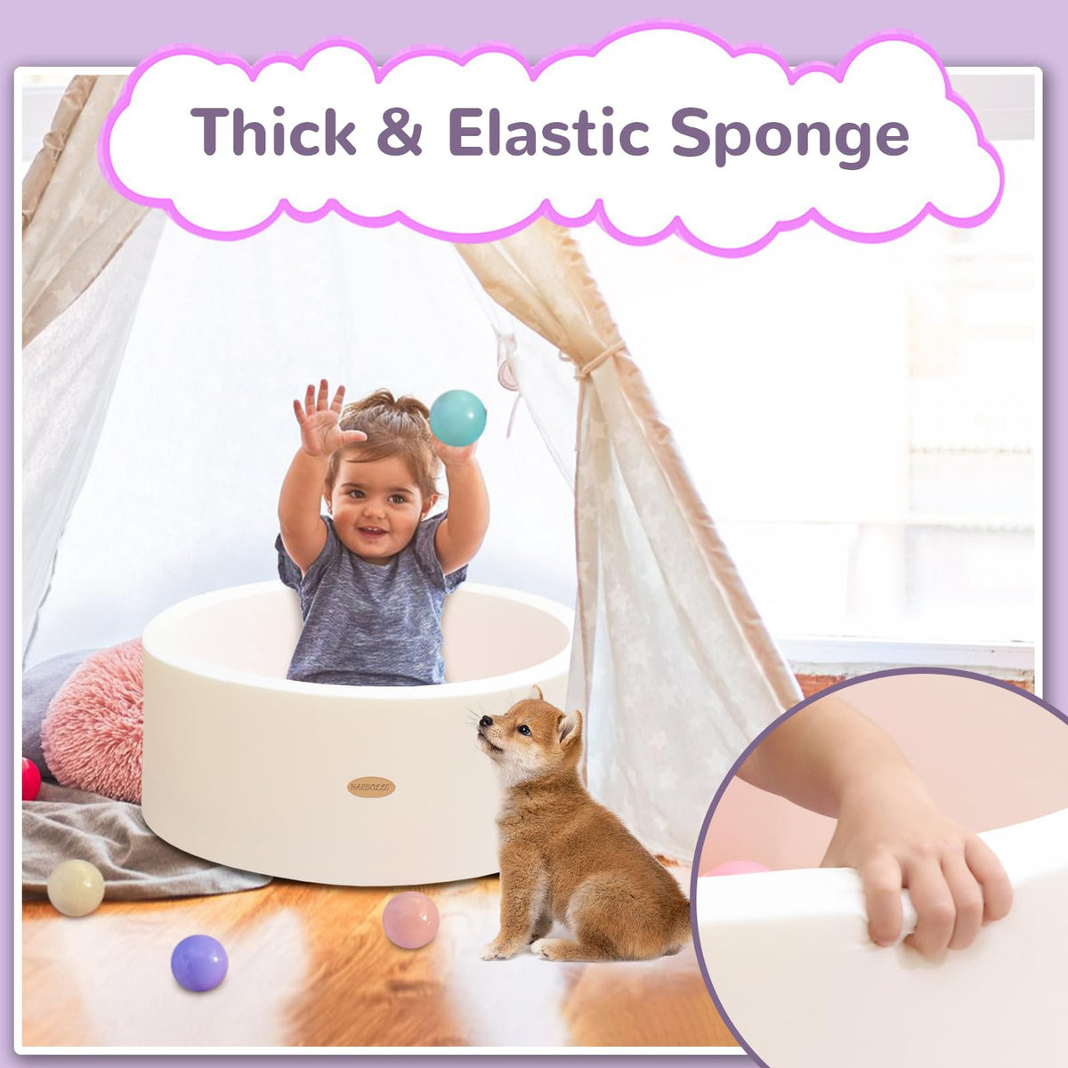 HARBOLLE ball pit 9.8-inch wall height keeps kids contained.