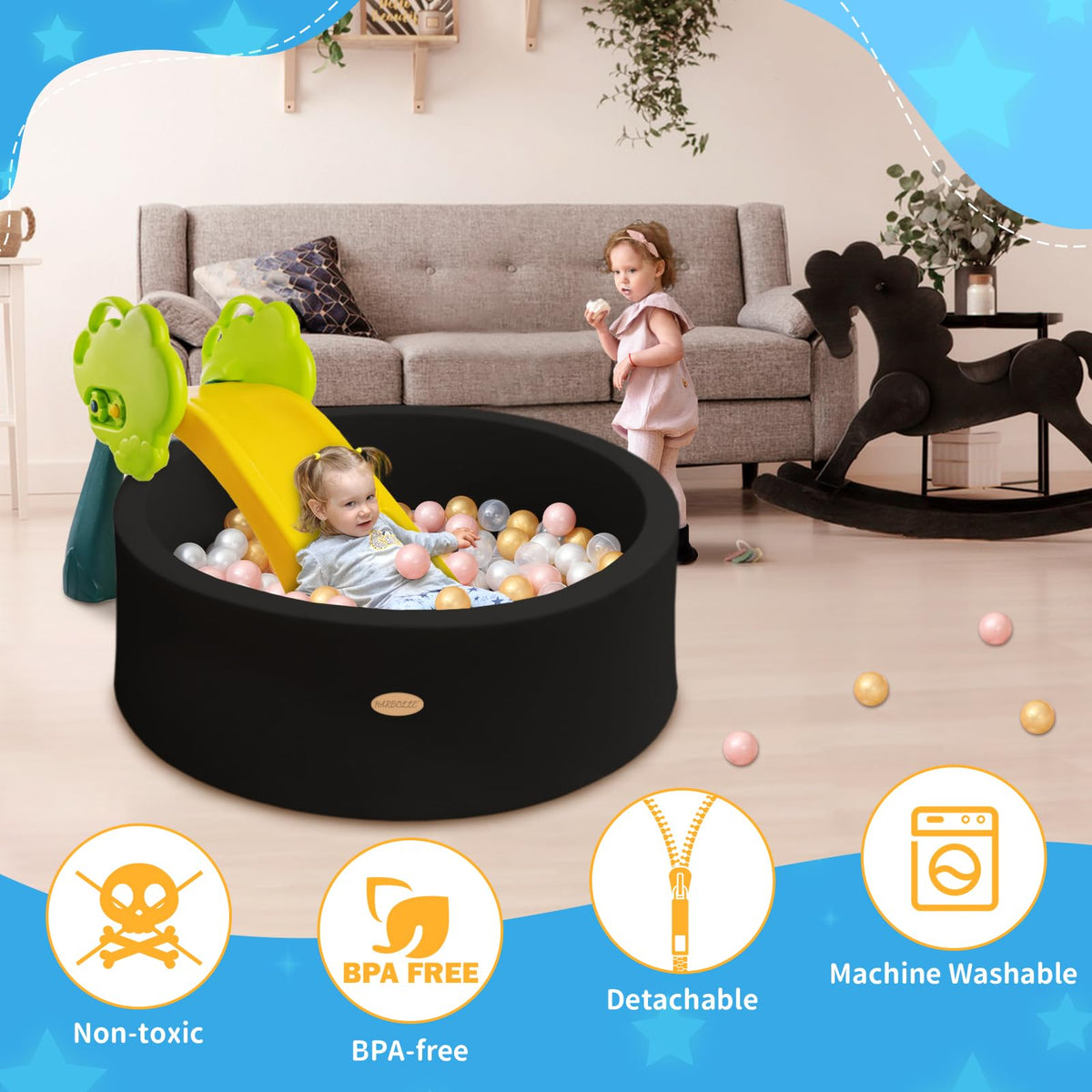 HARBOLLE memory foam inner material cushions little explorers.