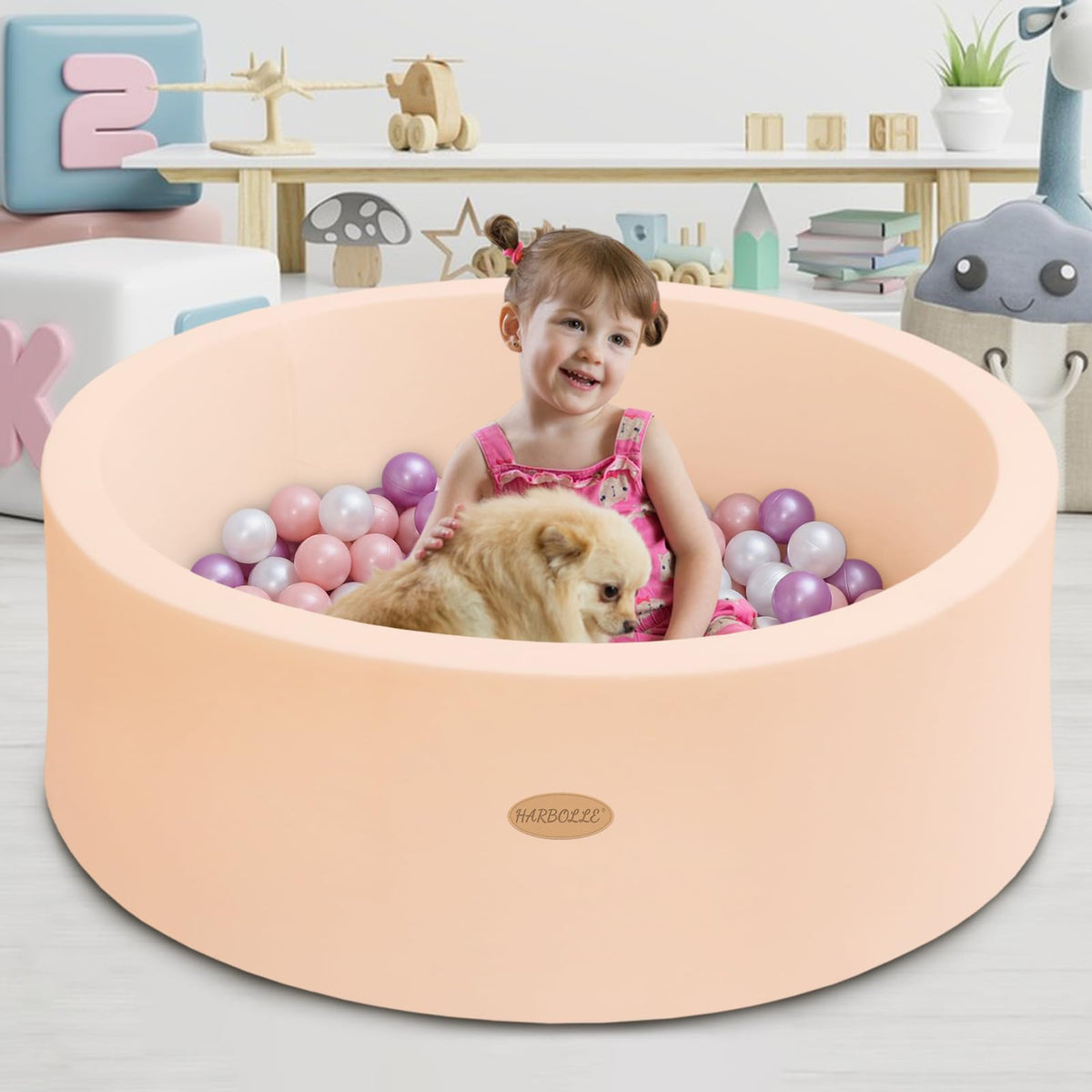 HARBOLLE Memory foam material provides gentle support during play sessions.