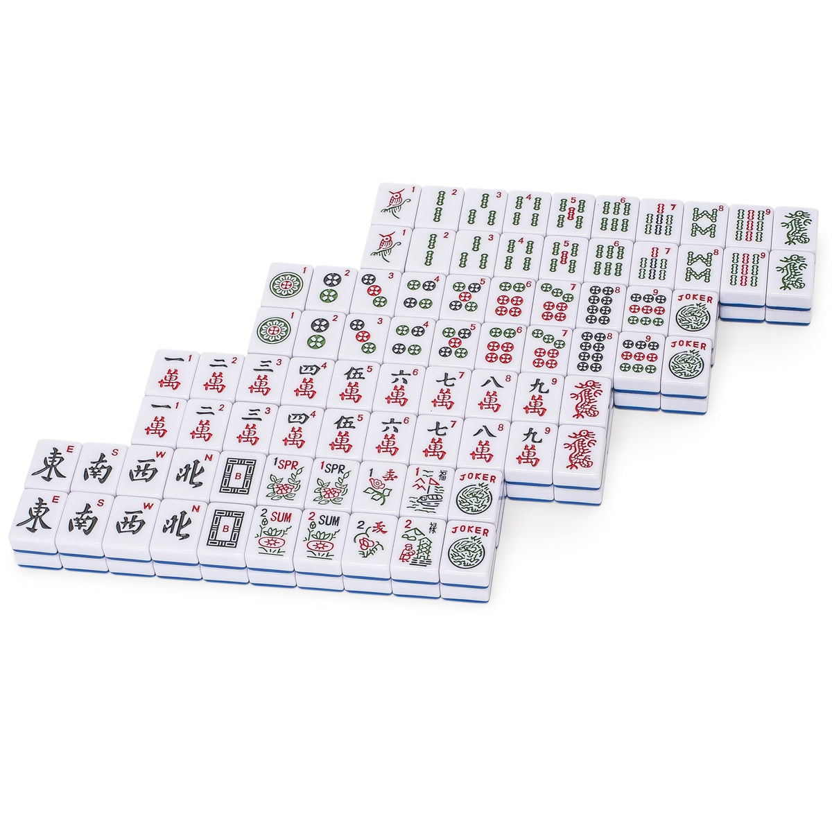 Harbor Tide 166-piece Mahjong set with dual-language engravings for cross-style play.