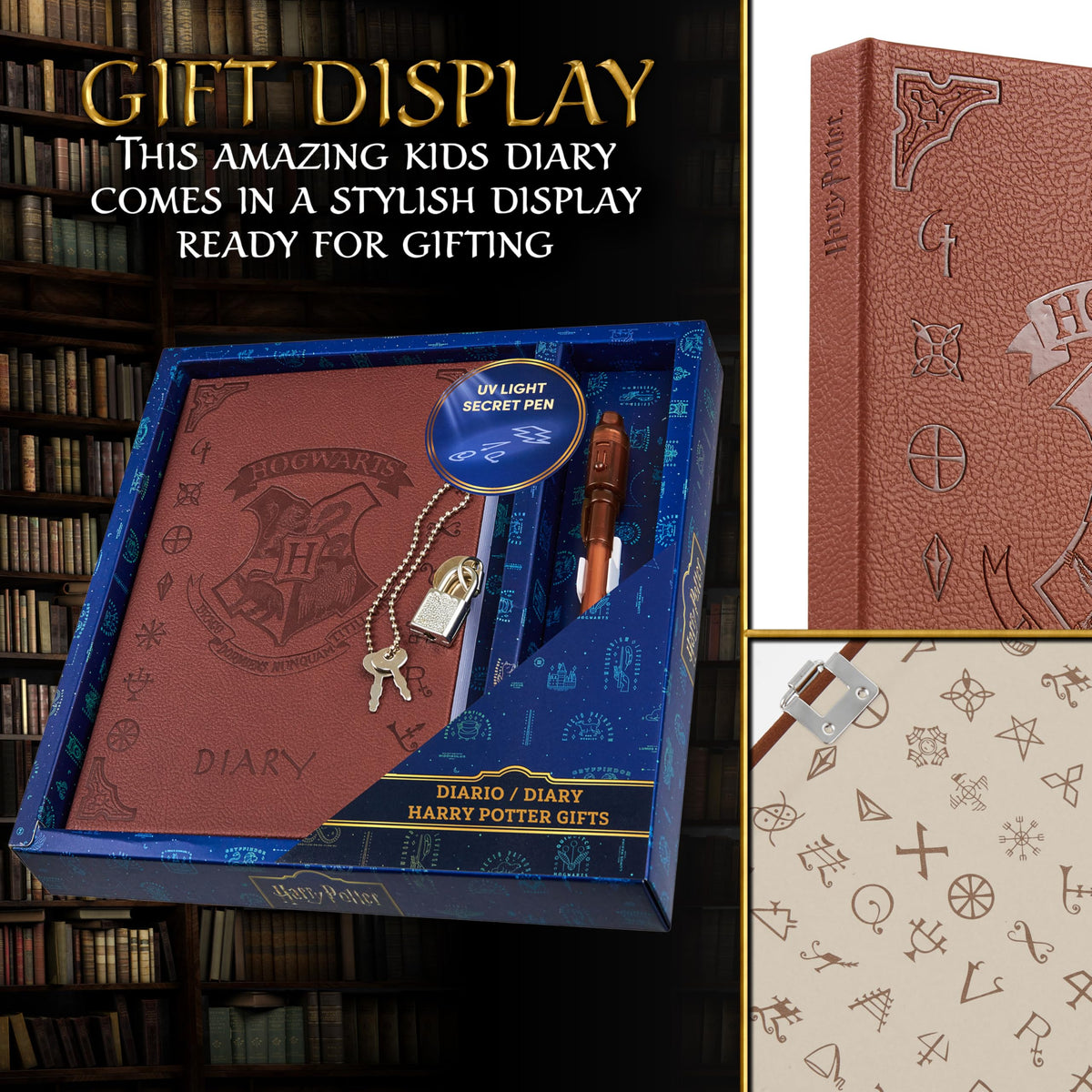 Harry Potter Golden Snitch magnet keeps the diary closed.