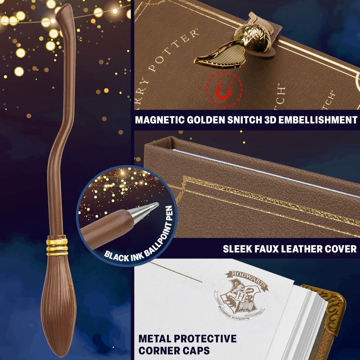 Harry Potter journal magnetic closure keeps pages neat and secure.