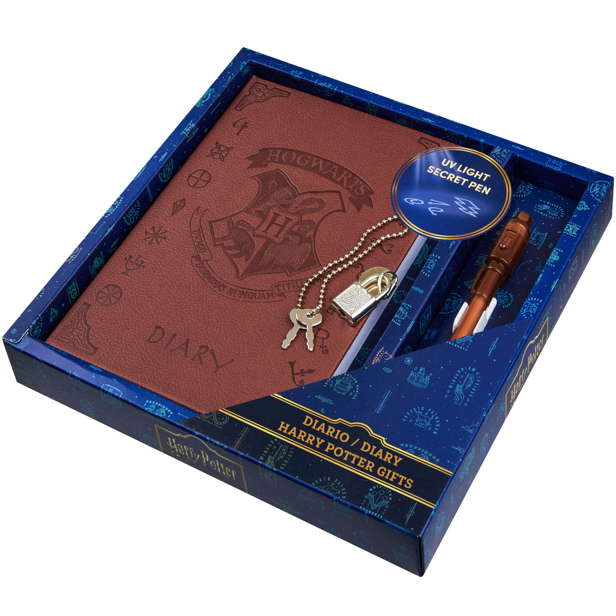 Harry Potter lockable diary with brown cover for private journaling.