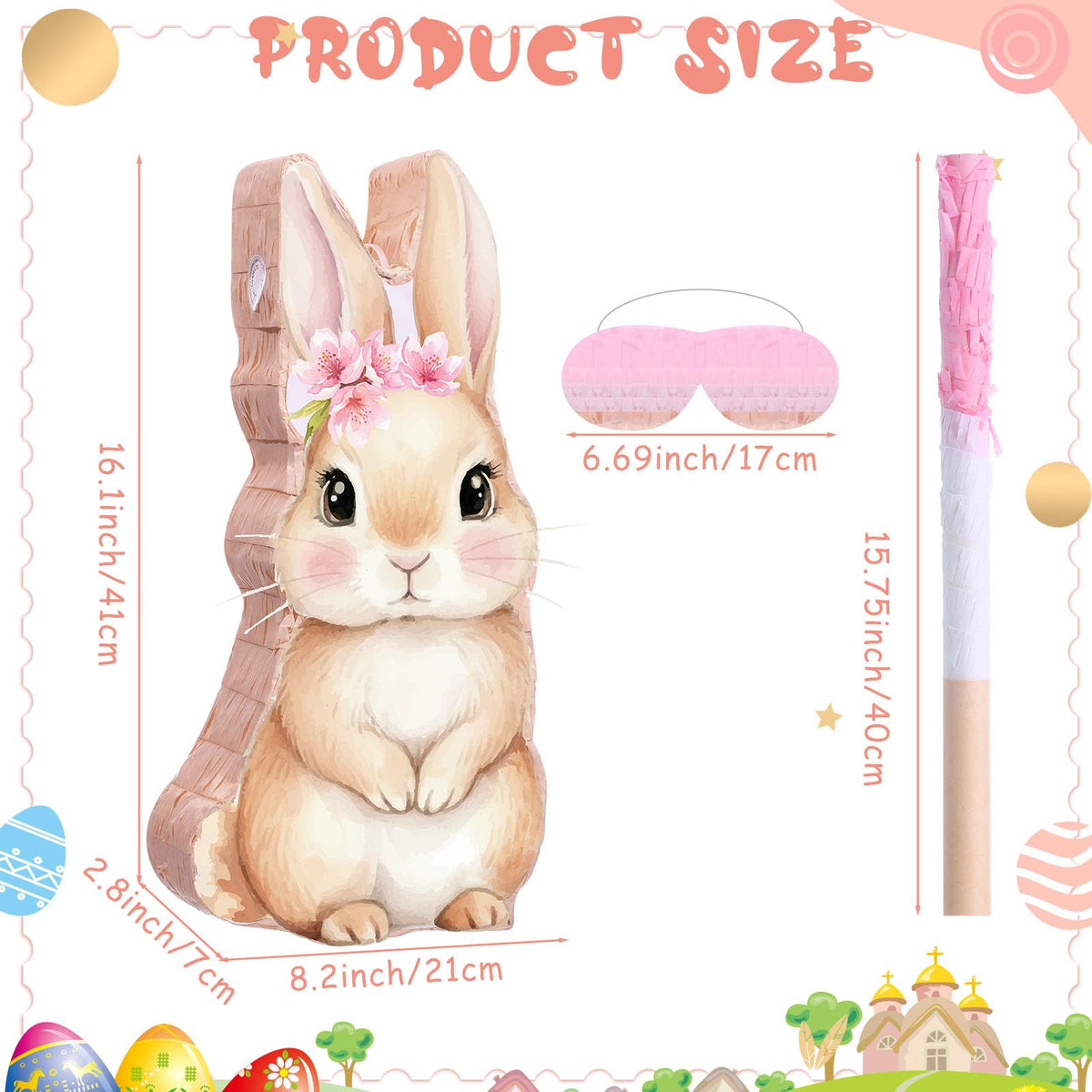 Harrycle bunny pinata side view highlights sturdy construction for durable play