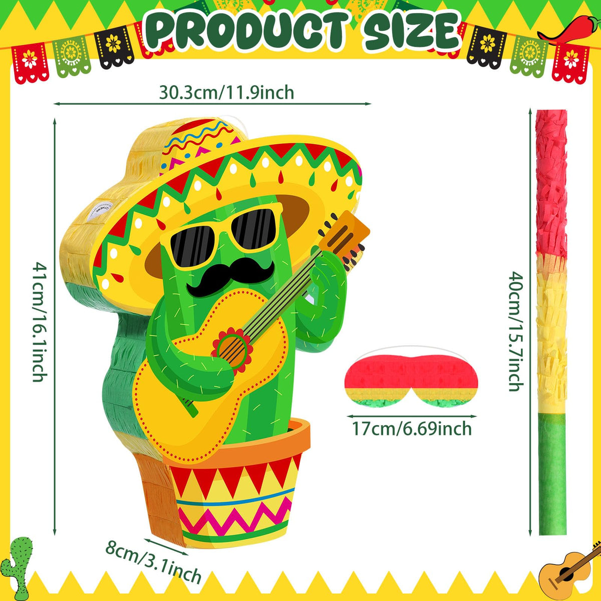 Harrycle piñata includes stick and blindfold for a game