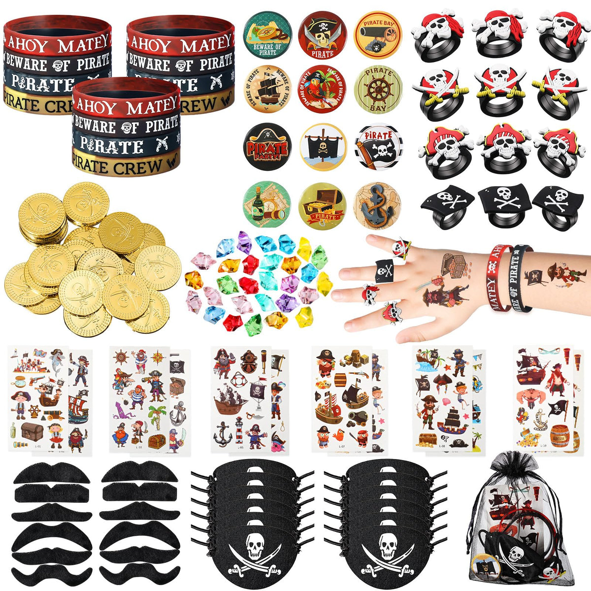 Harrycle pirate bracelet adds festive nautical flair to kids party outfits.