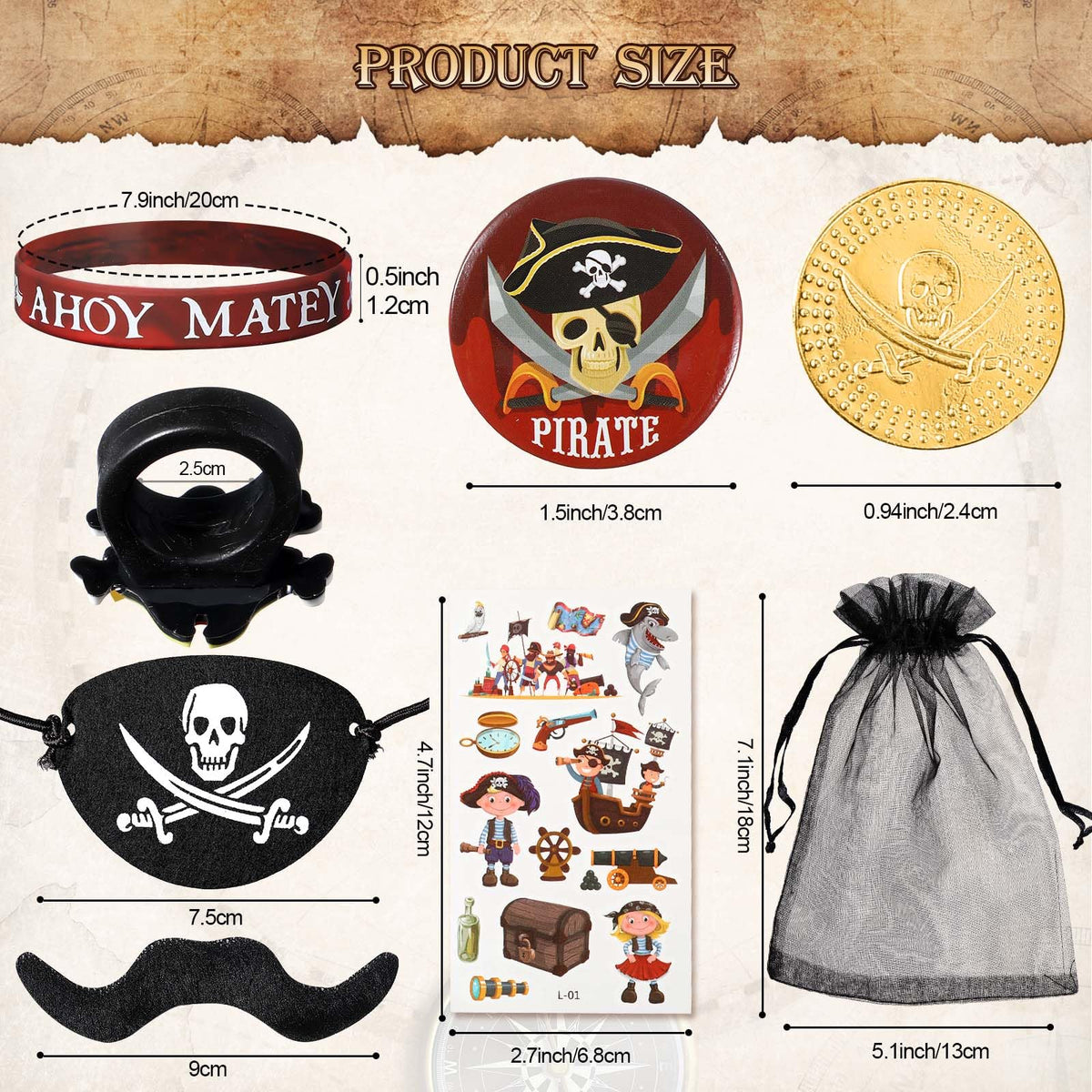 Harrycle pirate eye patch completes authentic costume for young adventurers.
