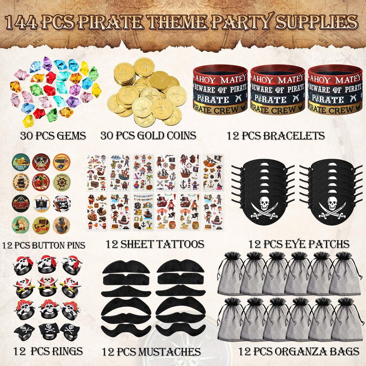 Harrycle pirate tattoos provide safe, waterproof designs for party fun.