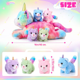 Harrycle Rainbow Caticorn baby kitten blue plush, perfect for tea parties and cuddles.