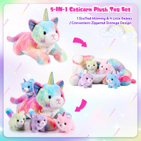 Harrycle Rainbow Caticorn baby kitten lavender plush, ideal for storytelling and comfort.
