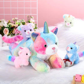 Harrycle Rainbow Caticorn baby kitten yellow plush, a cheerful daily playmate.