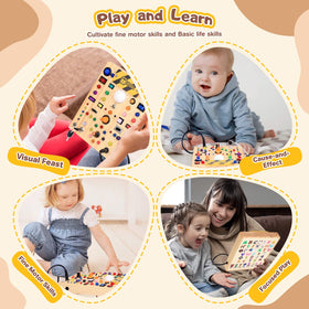HarVow Busy Board backprint showing colors to support color recognition during play