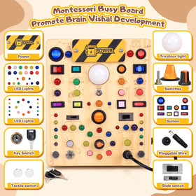 HarVow Busy Board backprint with letters and numbers aids early literacy and numeracy