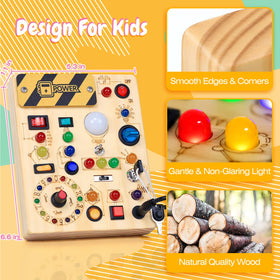 HarVow Busy Board natural wood construction with smooth edges for safe play