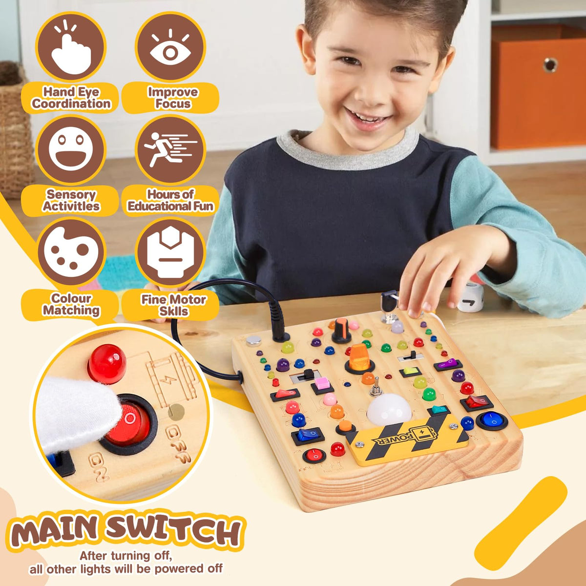 HarVow Busy Board solid wood construction emphasizes durability and natural feel
