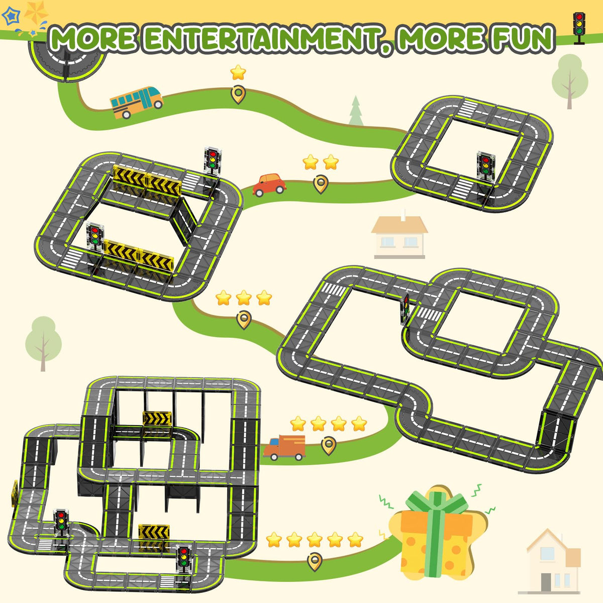 HarworLife traffic signs guide direction in imaginative road scenarios.