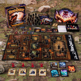 Hasbro HeroQuest First Light game box displaying contents and theme at a glance.