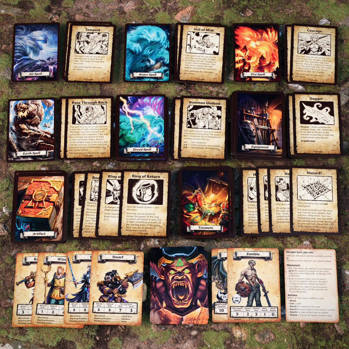 Hasbro HeroQuest First Light quest tiles showing dynamic dungeon layouts for exploration.