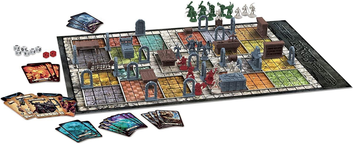 Hasbro Avalon Hill HeroQuest setup-ready components boost game night excitement.