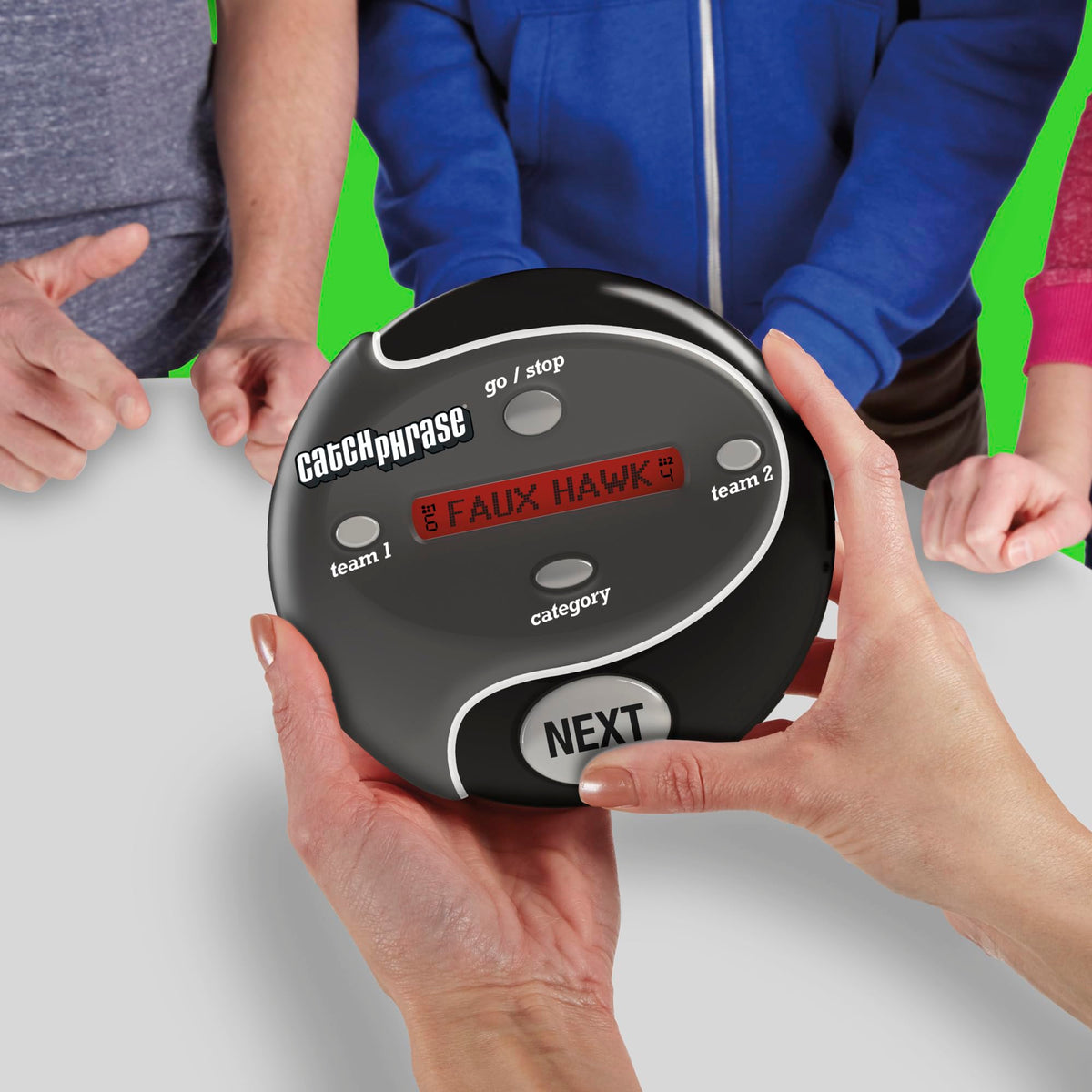 Hasbro Catch Phrase family fun setup encourages togetherness.
