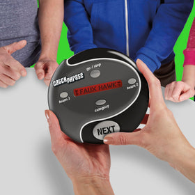 Hasbro Catch Phrase family fun setup encourages togetherness.