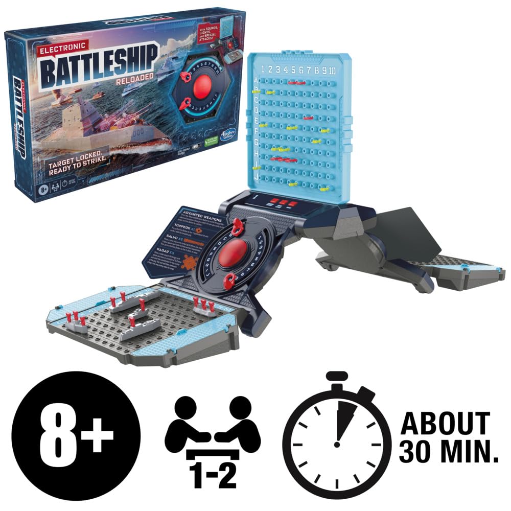 Hasbro Electronic Battleship Reloaded preset layouts offer quick, varied starting scenarios.