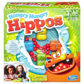 Hasbro Elefun and Friends Hungry Hungry Hippos game setup image for quick family play.