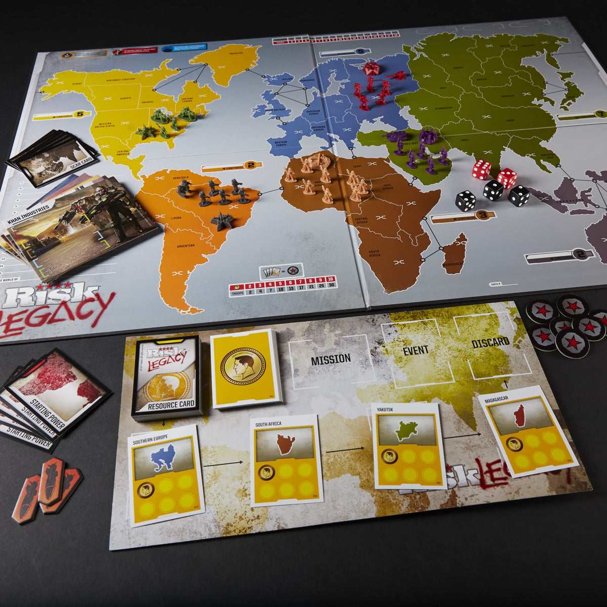 Hasbro Gaming Avalon Hill Risk Legacy miniatures ready for strategic combat