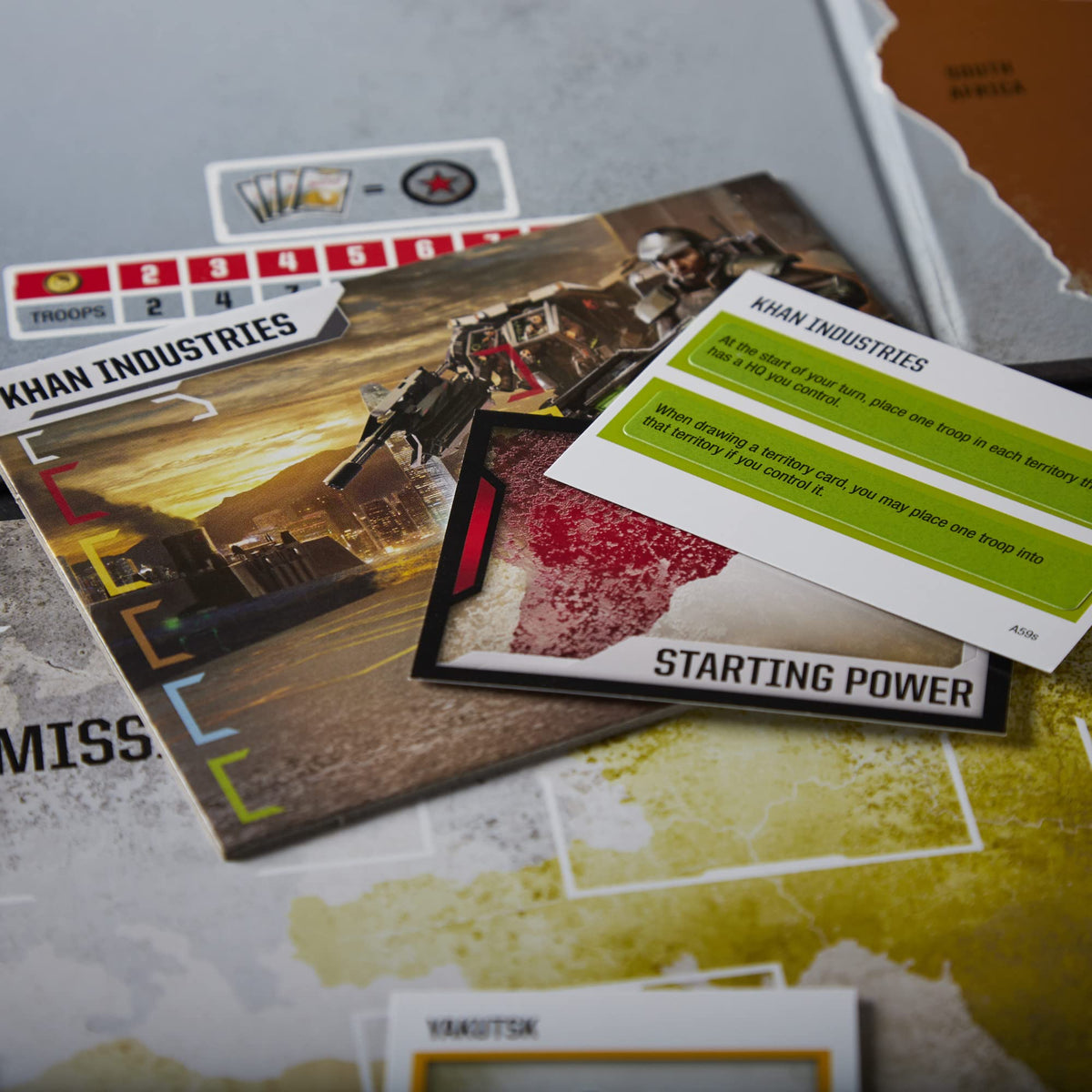 Hasbro Gaming Avalon Hill Risk Legacy player faction showing evolving groups