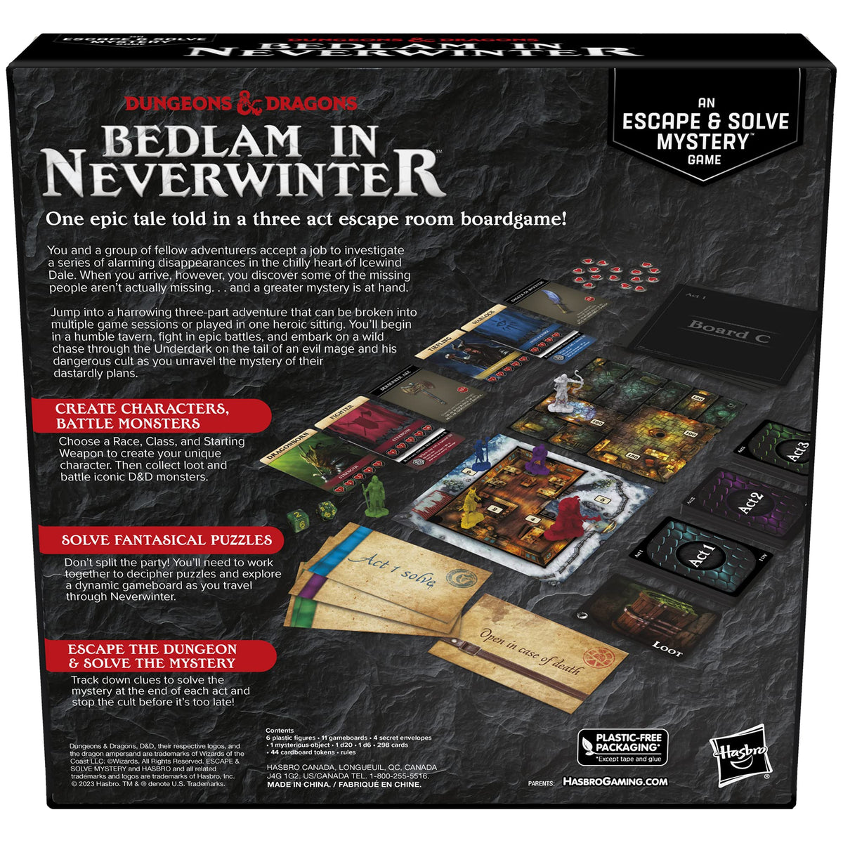 Bedlam in Neverwinter board game map board shows dynamic layout and evolving clues for immersive play