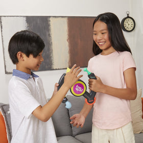 Hasbro Bop It Extreme tactile knobs, wheel, and lever in action.