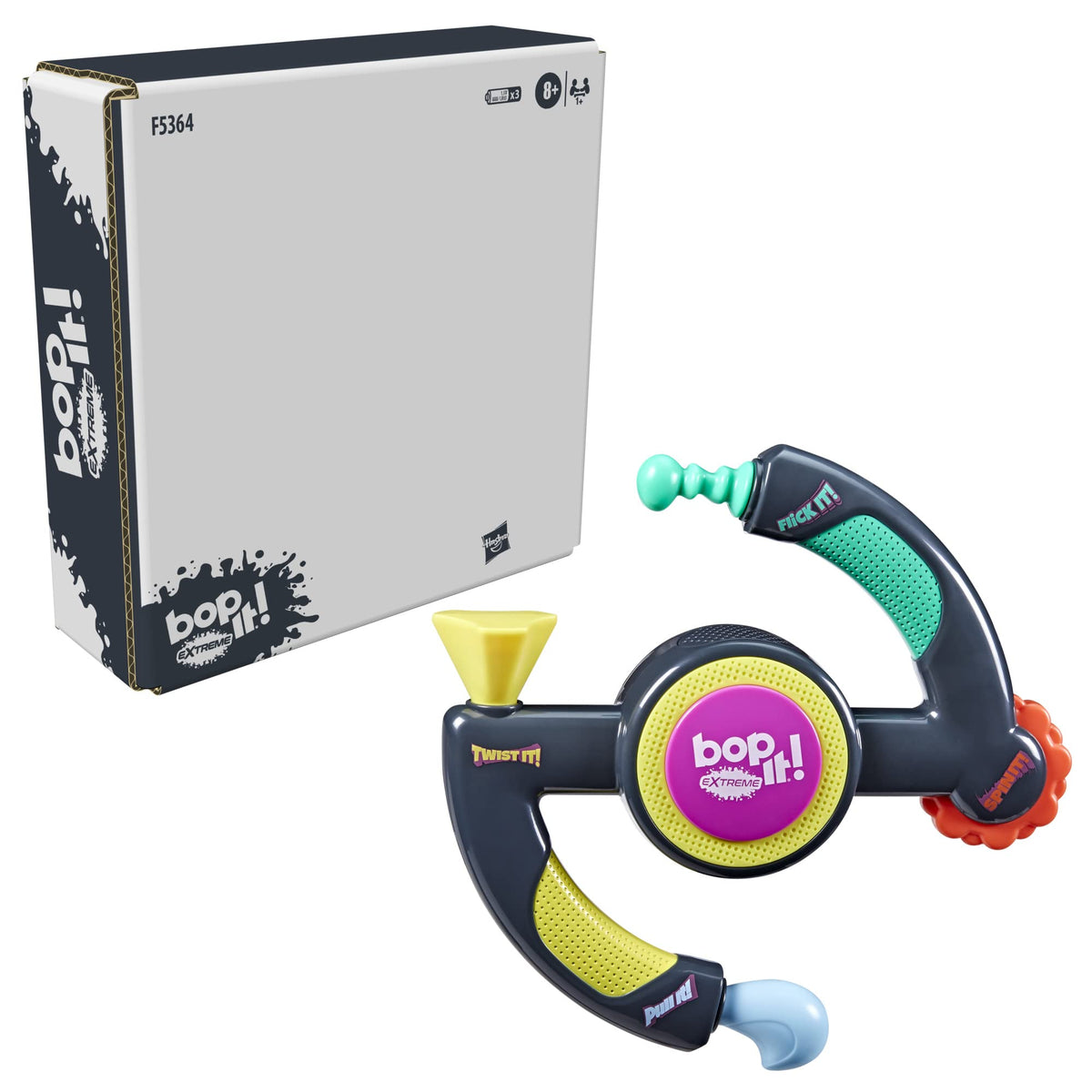 Hasbro Bop It Extreme rapid-fire mode for quick reflex challenges.