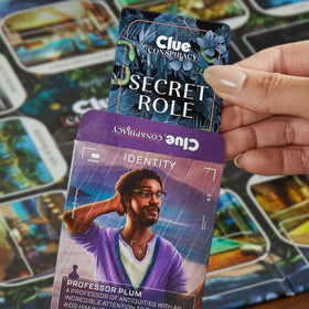 Hasbro Gaming Clue Conspiracy plot cards; reveal twists to fuel suspense