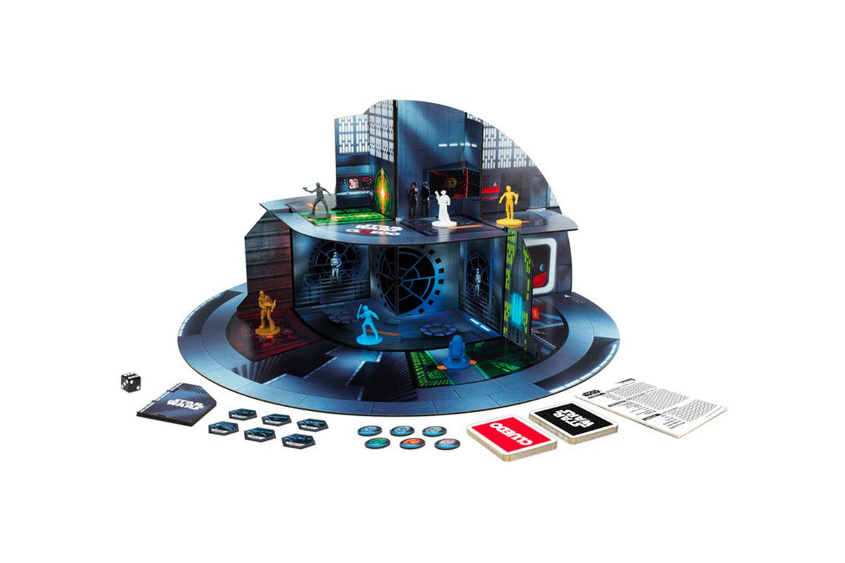 Hasbro Gaming Clue Star Wars Edition gameboard enables multi-level exploration and suspenseful rounds.