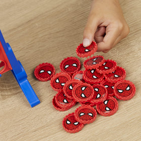 Hasbro Gaming Connect 4 Marvel Spider-Man board layout shown during setup.