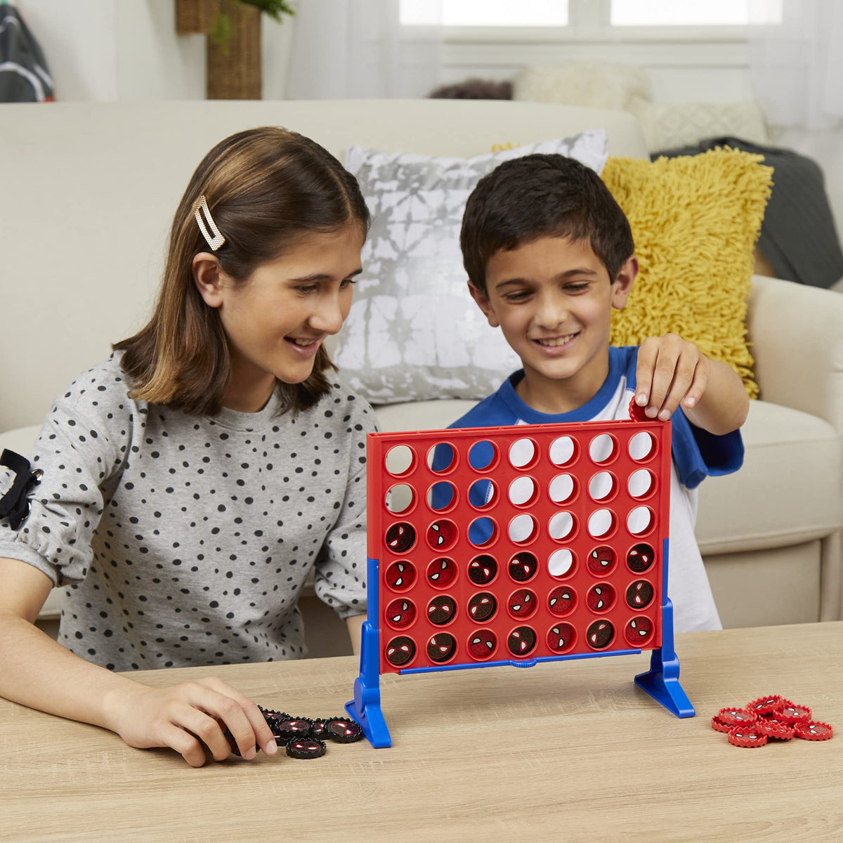 Hasbro Gaming Connect 4 Marvel Spider-Man night-ready game for kids 6+.