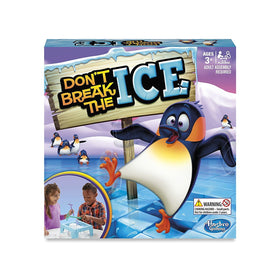 Hasbro Gaming Don't Break The Ice penguin stays on top during block removal, ideal family fun.