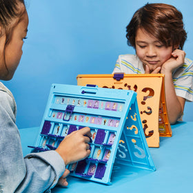 Hasbro Guess Who? Bluey Edition gameplay showing two players deducing the mystery.