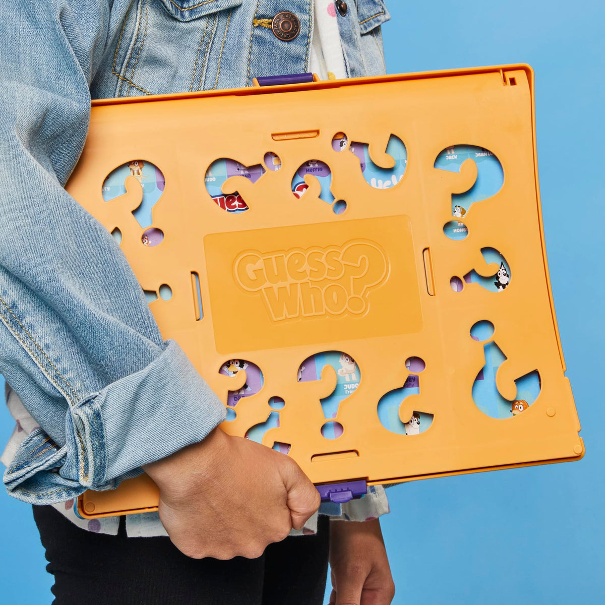 Hasbro Guess Who? Bluey Edition compact unit with fold-up cases.
