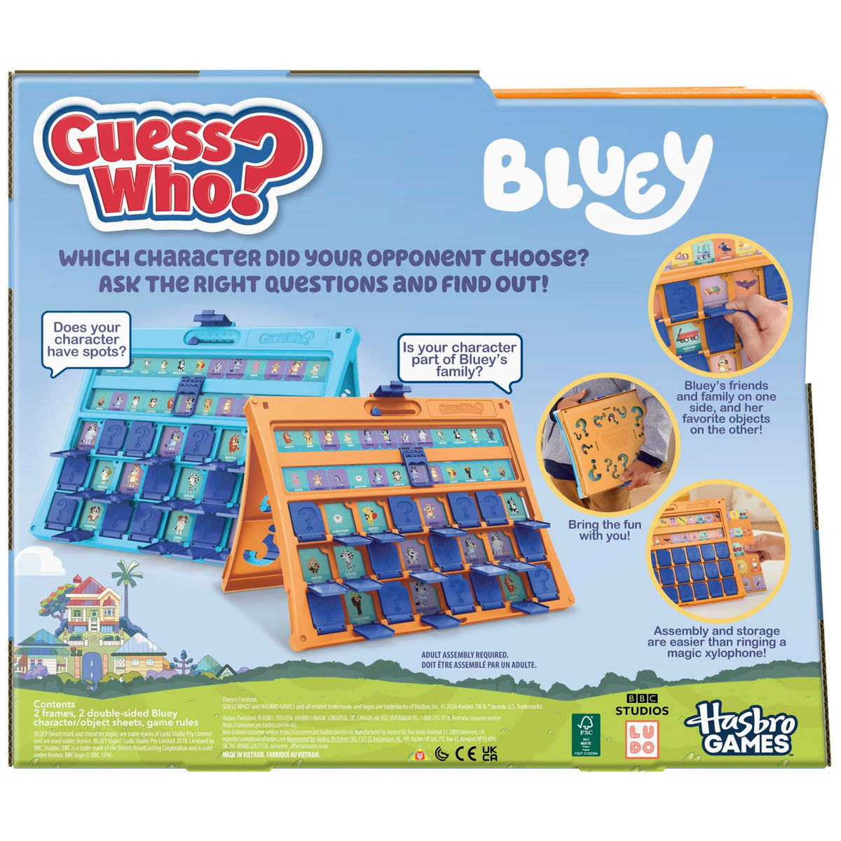 Hasbro Guess Who? Bluey Edition two-sided sheets with Bluey's friends and favorites.