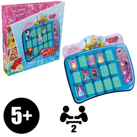 Hasbro Gaming Guess Who Disney Princess cards spread out with clues