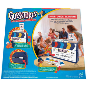 Hasbro Gaming Guesstures card popping captures a tense, laughter-filled moment.