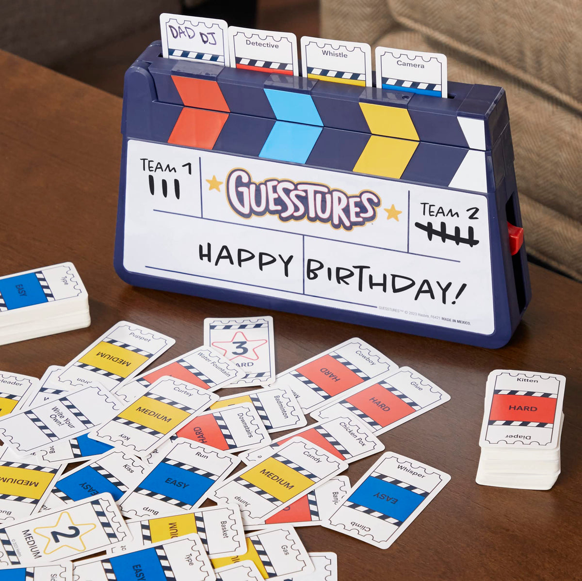 Hasbro Gaming Guesstures custom cards enable personalized challenges.