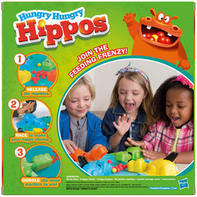 Hasbro Gaming Hungry Hungry Hippos marble storage keeps marbles organized between rounds.