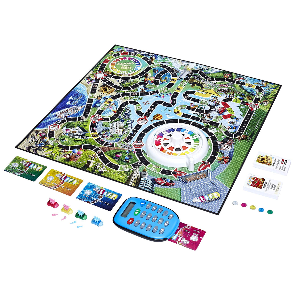 Hasbro Gaming The Game of Life electronic banking unit powering quick cash transactions.