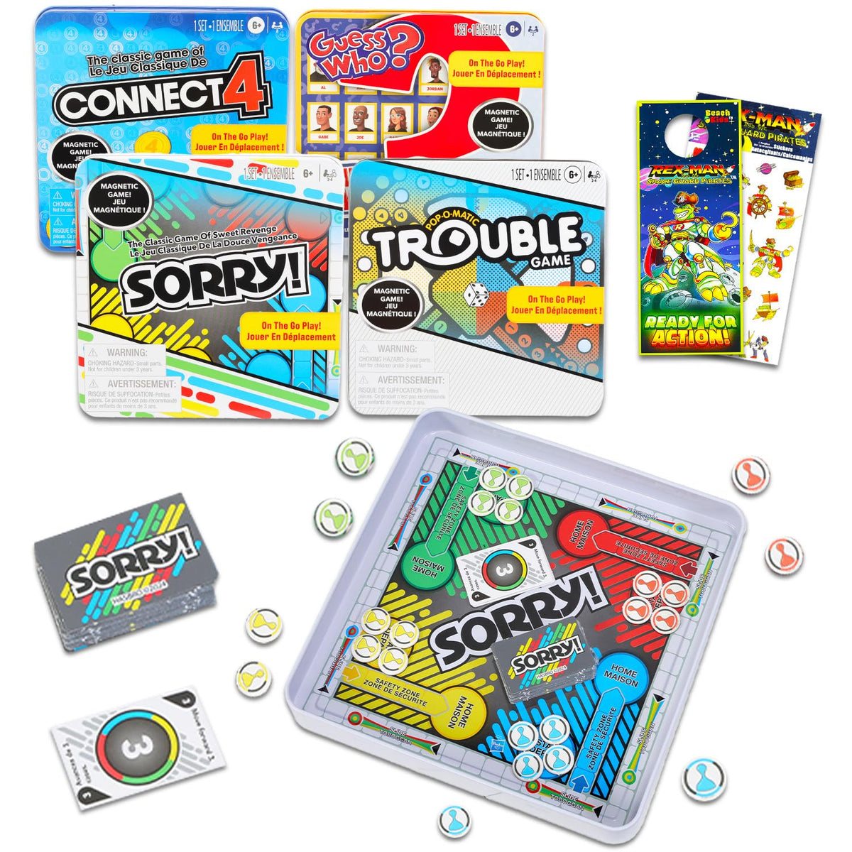 Hasbro Gaming magnetic travel set with Connect 4 tin for on-the-go family play.