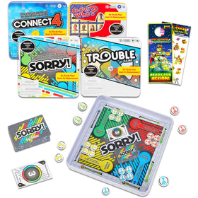 Hasbro Gaming magnetic travel set with Connect 4 tin for on-the-go family play.