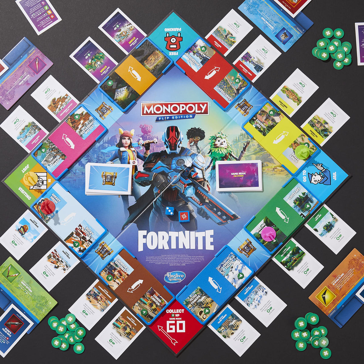 Hasbro Gaming Monopoly Flip Edition health points chips track survival