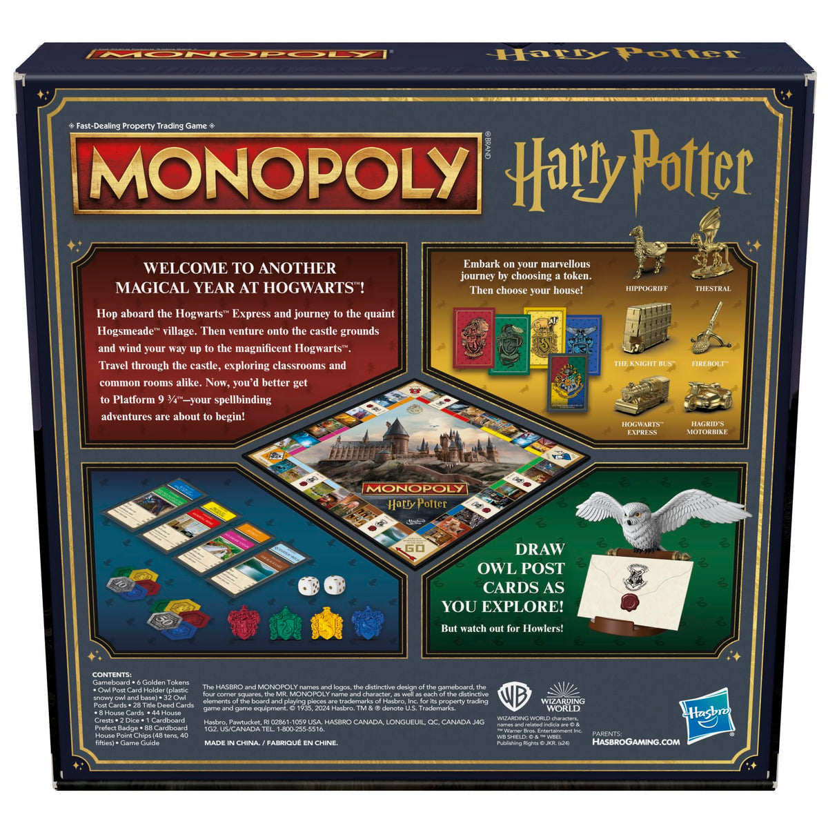 Hasbro golden tokens gleam as players move between magical locations.