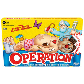 Hasbro Operation electronic game with Cavity Sam and buzzer, ideal for family fun.